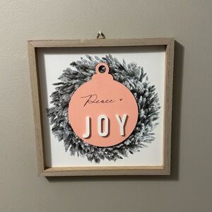 Peace + Joy Framed Wall Art - Pink and Gray